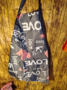 Amazon Grey Apron with Pink Heart and White 'LOVE' Print